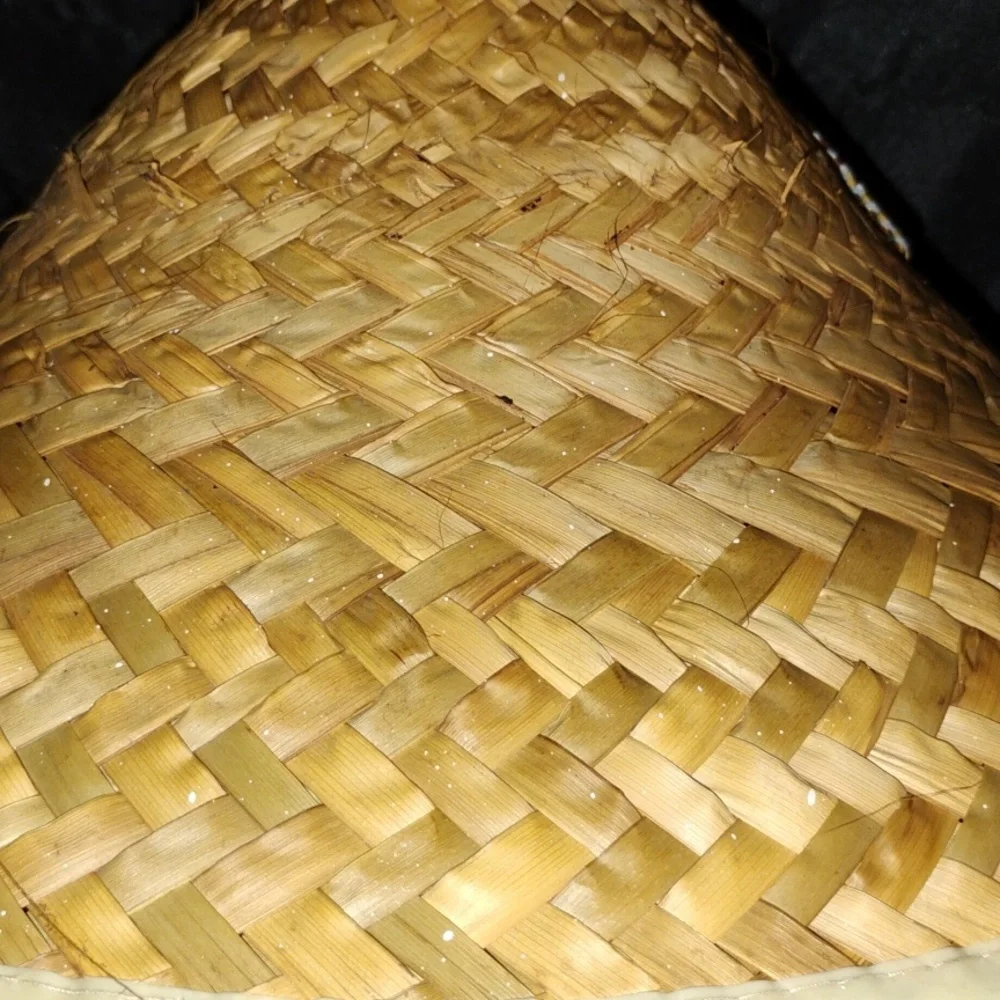 Vintage Tan Woven Straw Conical Hat